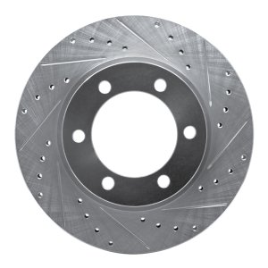 Toyota 4Runner Brake Rotor (1) - Front Right - R1 Concepts - Drilled & Slotted - Silver - `95-`04